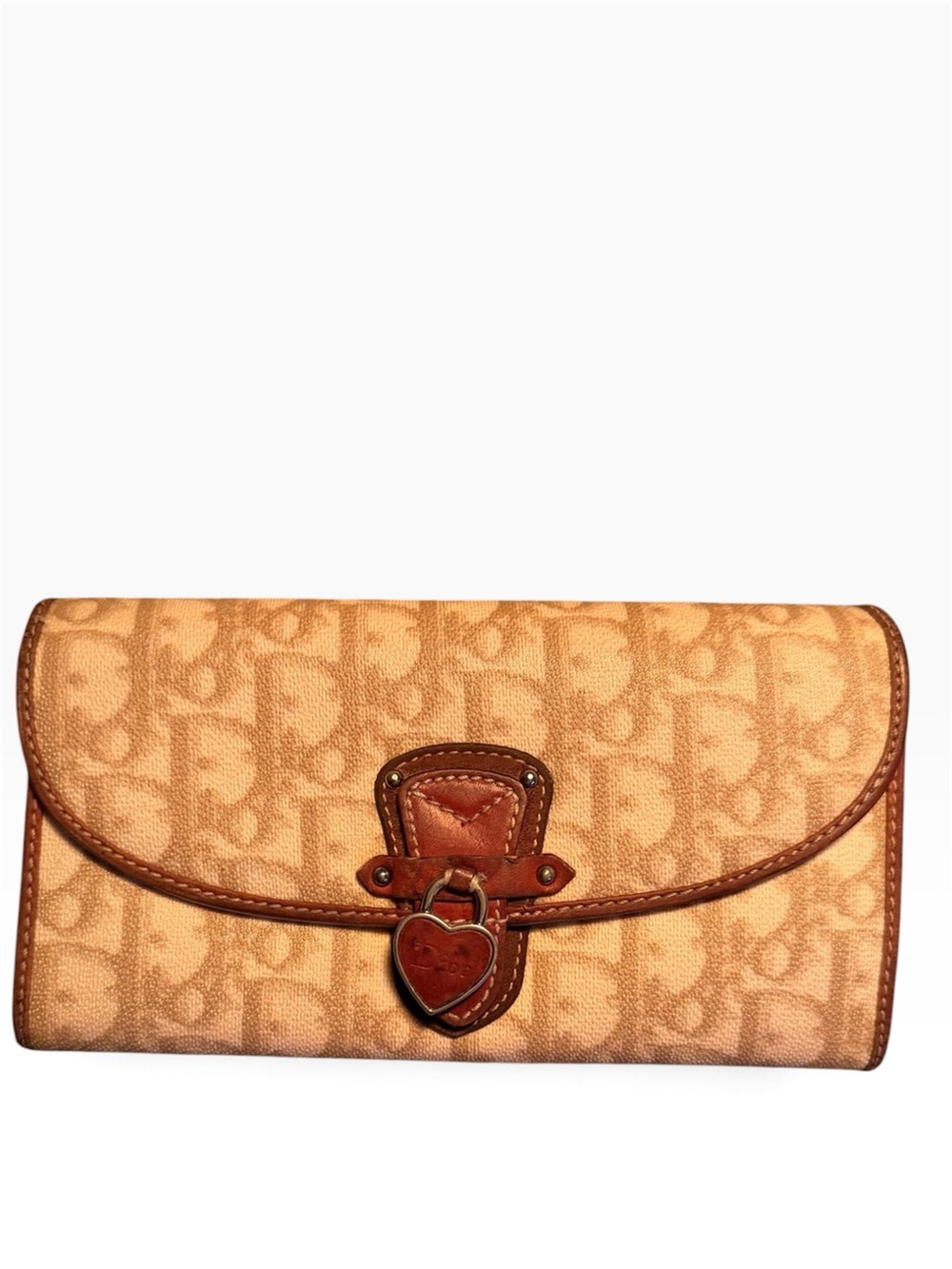 Christian Dior- AUTHENTIC 🍀 Vintage Romantique Trotter Heart Lock Long Wallet